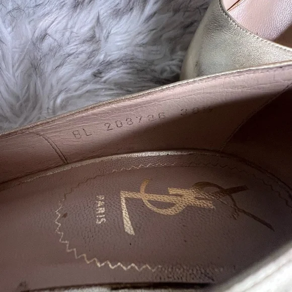 Ysl Yves Saint Laurent Gold Tribute Pump Heel - Picture 6 of 9